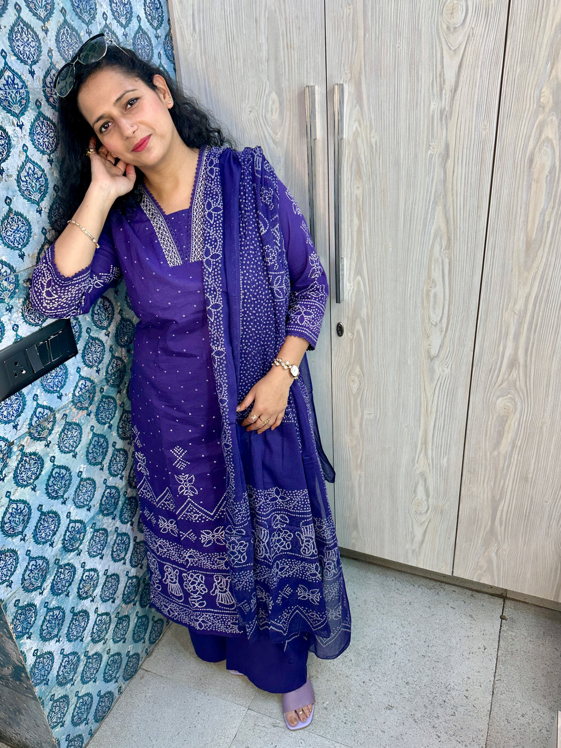 Purple Raahi Bandeh Work 3-Piece Suit Set